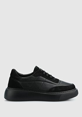 Provoq Siyah Deri Kadın Sneaker