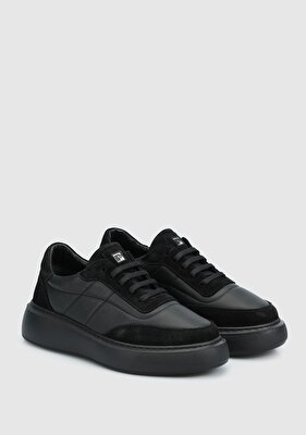 Provoq Siyah Deri Kadın Sneaker