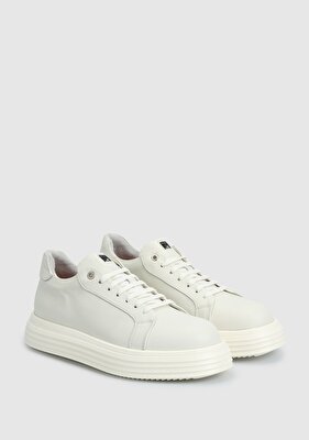Provoq Krem Deri Erkek Sneaker