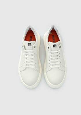 Provoq Krem Deri Erkek Sneaker
