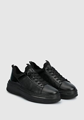Provoq Siyah Deri Erkek Sneaker