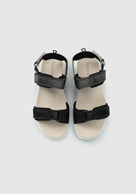 Legero Siyah Deri Kadın Düz Sandalet