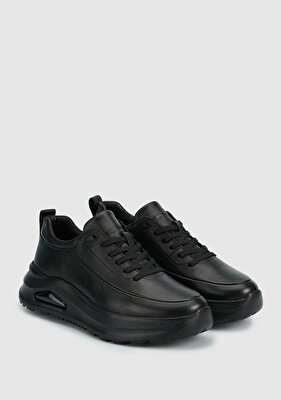 Provoq Siyah Deri Erkek Sneaker