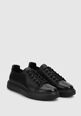 Provoq Siyah Deri Erkek Sneaker