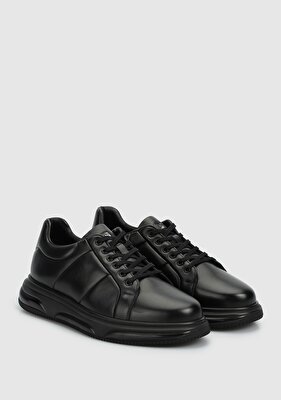 Provoq Siyah Deri Erkek Sneaker
