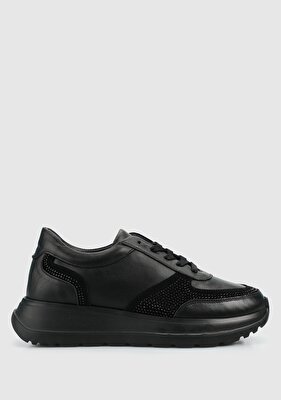 Provoq Siyah Deri Kadın Sneaker