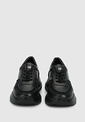 Provoq Siyah Deri Kadın Sneaker