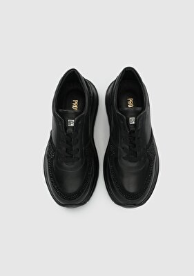Provoq Siyah Deri Kadın Sneaker
