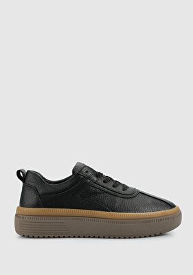 Provoq Siyah Deri Kadın Sneaker