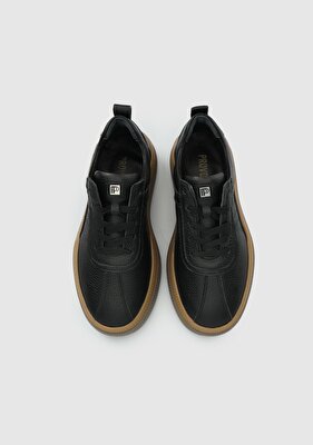 Provoq Siyah Deri Kadın Sneaker
