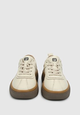 Provoq Ekru Deri Kadın Sneaker