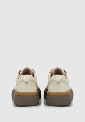 Provoq Ekru Deri Kadın Sneaker
