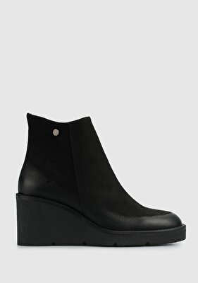 Provoq Siyah Deri Kadın Bootie