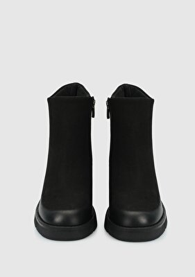Provoq Siyah Deri Kadın Bootie