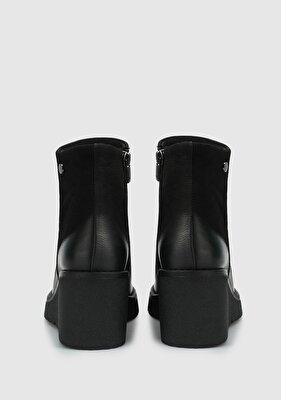 Provoq Siyah Deri Kadın Bootie