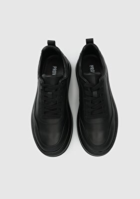 Provoq Siyah Deri Erkek Sneaker