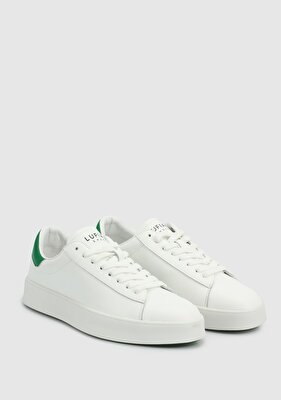 LUFİAN Beyaz-Yesil Deri Erkek Sneaker