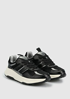 LUFİAN Siyah Deri Erkek Sneaker