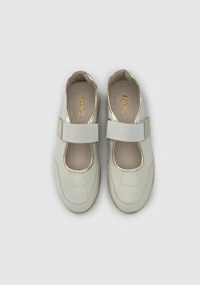 Provoq Ekru Deri Kadın Sneaker