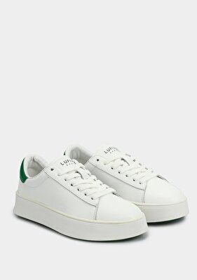 LUFIAN Beyaz-Yesil Deri Kadın Sneaker