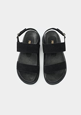 Provoq Siyah Kadın Düz Sandalet