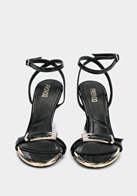 Provoq Siyah Kadın Topuklu Sandalet