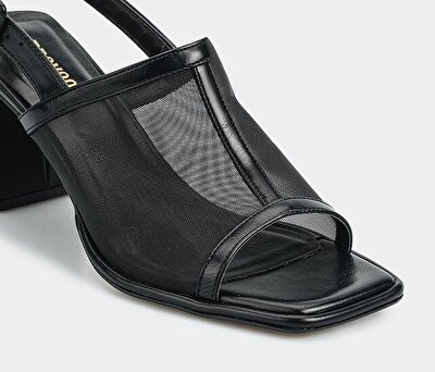 Provoq Siyah Kadın Topuklu Sandalet