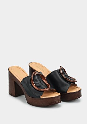 Provoq Siyah Deri Kadın Terlik