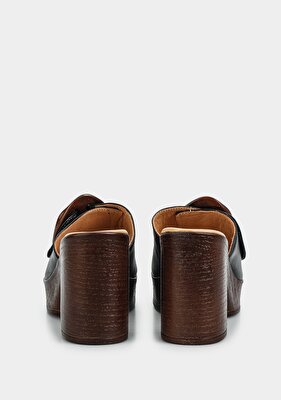 Provoq Siyah Deri Kadın Terlik