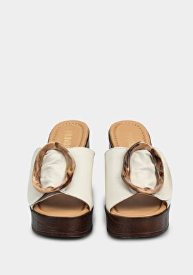 Provoq Ekru Deri Kadın Terlik