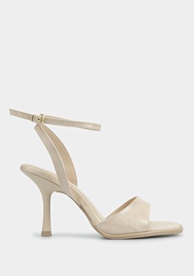 Provoq Ekru Kadın Topuklu Sandalet