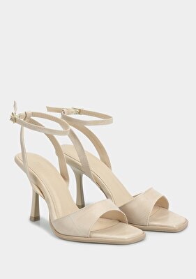 Provoq Ekru Kadın Topuklu Sandalet