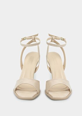 Provoq Ekru Kadın Topuklu Sandalet