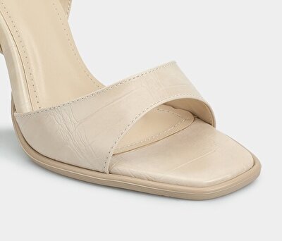 Provoq Ekru Kadın Topuklu Sandalet