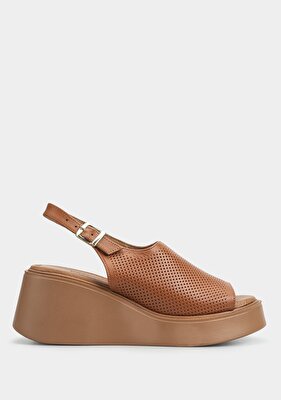 Provoq Taba Deri Kadın Topuklu Sandalet