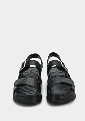 Eclipse Siyah Deri Kadın Konfor Sandalet