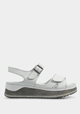 Eclipse Beyaz Deri Kadın Konfor Sandalet