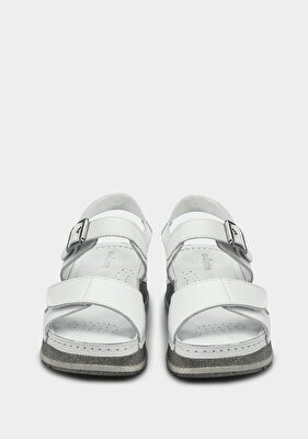 Eclipse Beyaz Deri Kadın Konfor Sandalet