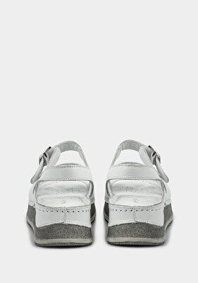 Eclipse Beyaz Deri Kadın Konfor Sandalet