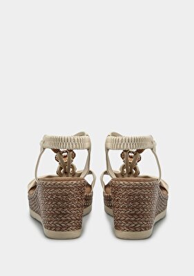 Provoq Ekru Kadın Topuklu Sandalet