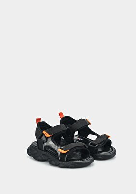 Kiddo Siyah Erkek Çocuk Düz Sandalet