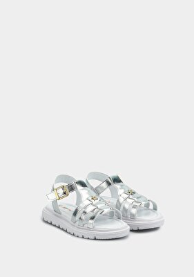 Kiddo Gümüş Kız Çocuk Düz Sandalet