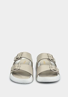 Eclipse Bej Deri Kadın Konfor Terlik