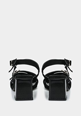 Provoq Siyah Kadın Topuklu Sandalet