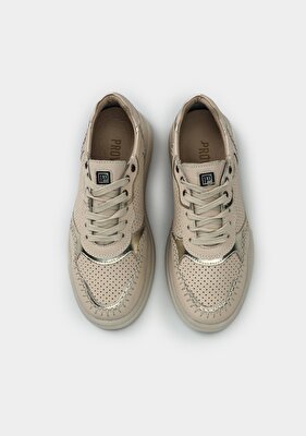Provoq Ekru Deri Kadın Sneaker