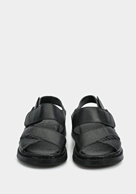 Eclipse Siyah Deri Kadın Konfor Sandalet