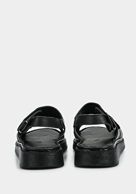 Eclipse Siyah Deri Kadın Konfor Sandalet