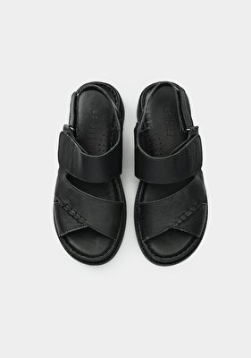 Eclipse Siyah Deri Kadın Konfor Sandalet