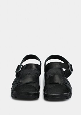 Eclipse Siyah Deri Kadın Düz Sandalet