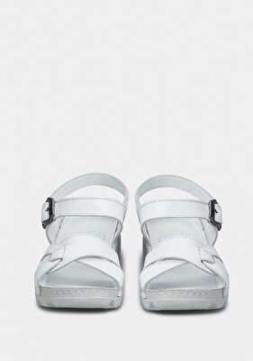 Eclipse Beyaz Deri Kadın Düz Sandalet